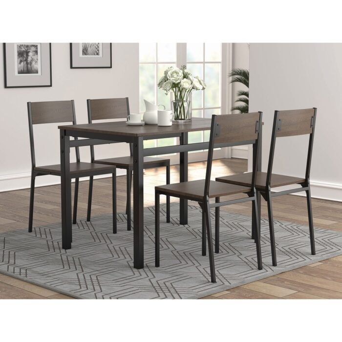 Lana Ark Brown and Matte Black 5-piece Dining Set