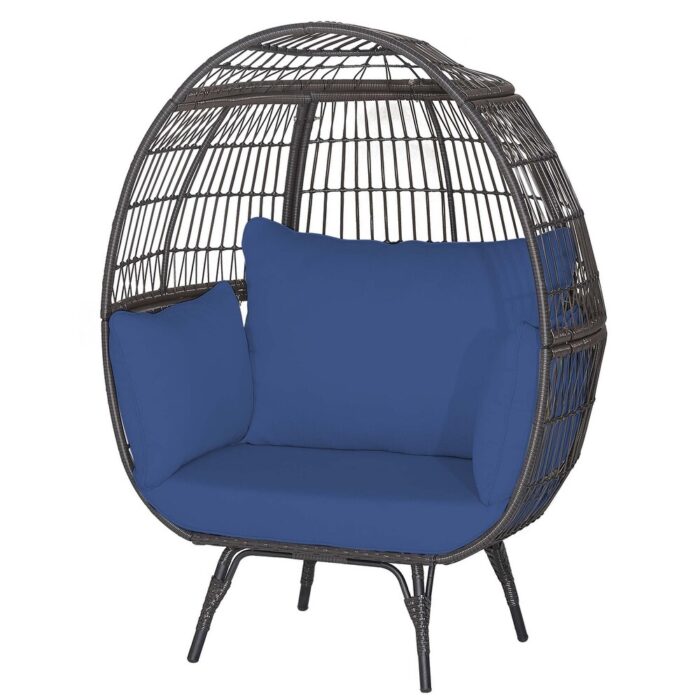 Costway Patio Oversized Rattan Wicker Egg Chair Lounge Basket 4 - 43'' x 32.5'' x 57'' (L x W x H) - Image 2