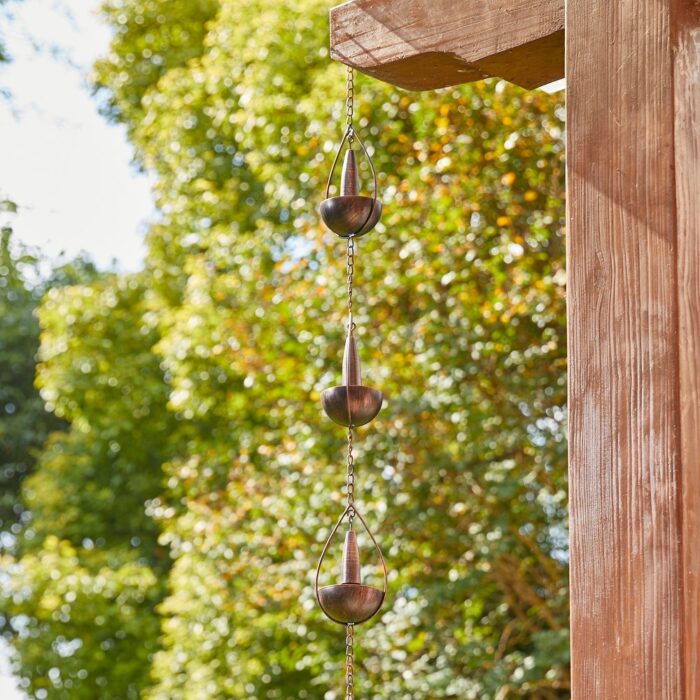 Glitzhome Set of 2 102"L Copper Rain Chains with Clip - 7 Options - Image 2