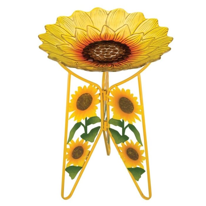 18" Birdbath with Decorative Stand - Sunflower - Image 2