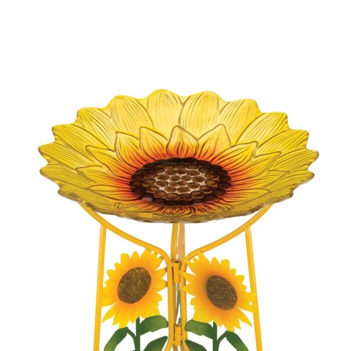 18" Birdbath with Decorative Stand - Sunflower