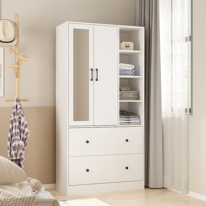 Scalable Hanging Rod Wardrobe Closet Armoire Mirror Space Saving - Image 2