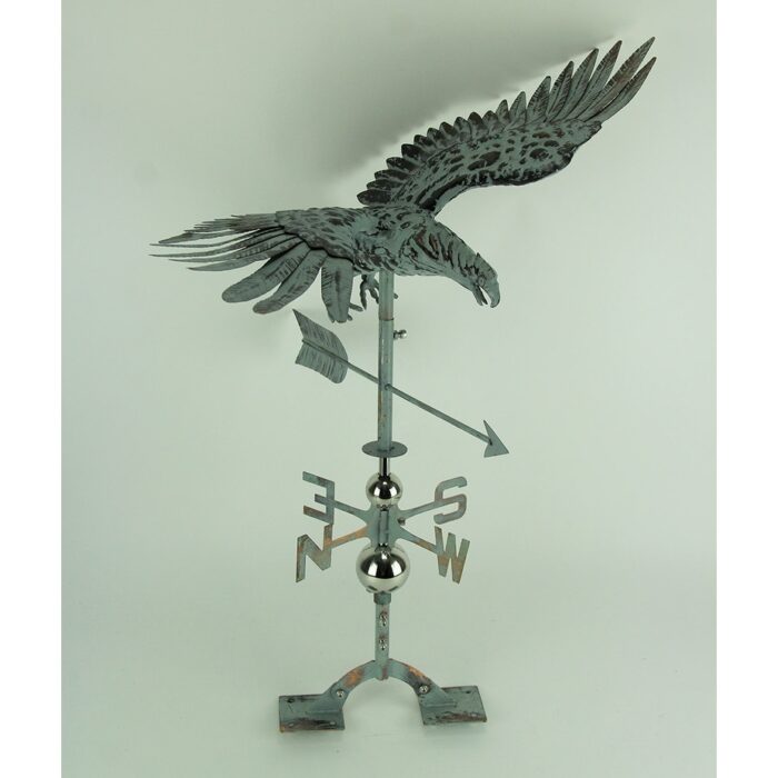 Verdigris Patina Metal Flying Eagle Weather Vane With Roof Mount - 29.53 X 25.98 X 16.54 inches - Image 2