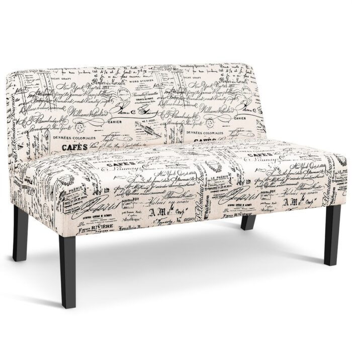 Costway Loveseat Sofa Fabric Settee Bench Bed Chair Wooden Leg Living - See Details