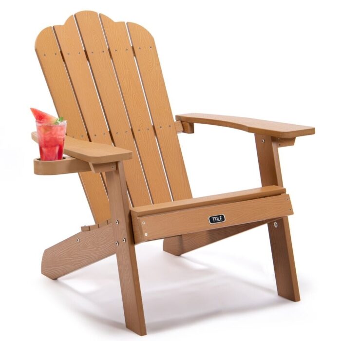 Adirondack All-Weather Chair Backyard Outdoor Furniture Painted Seating with Cup Holder - Image 2