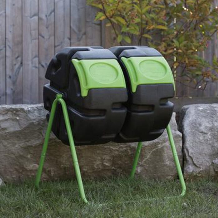 FCMP Outdoor HOTFROG 37 Gallon Dual Body Rotating Tumbling Composter Bin, Green - 35.4 - Image 2