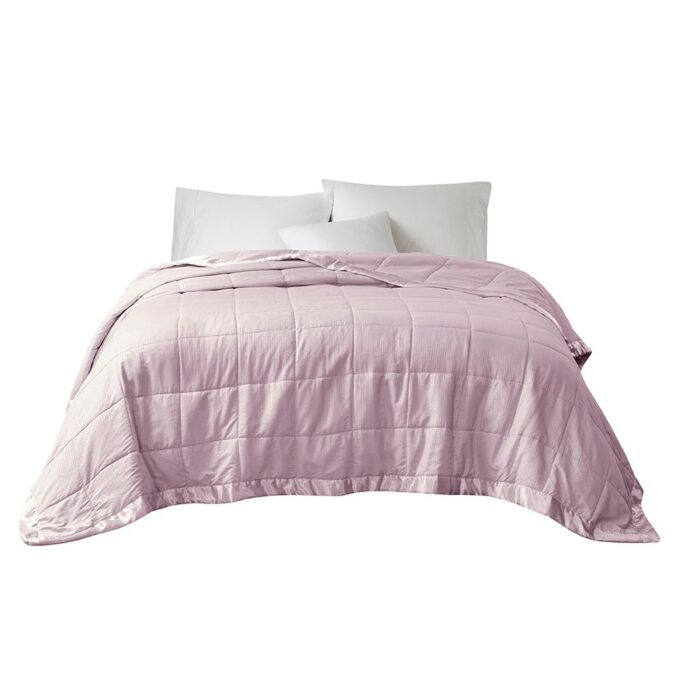 Gracie Mills Lucile Textured Oversized Down Alternative Blanket with Satin Trim