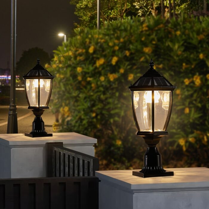 Solar Column Headlights With Dimmable LED(2 pack) - 9.45"L * 9.45"W * 20.08"H