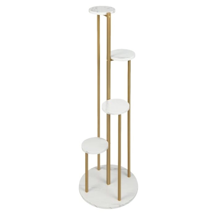 4-Tier 48.5 Inch Metal Plant Stand-White - 16" x 16" x 48.5" (L x W x H)