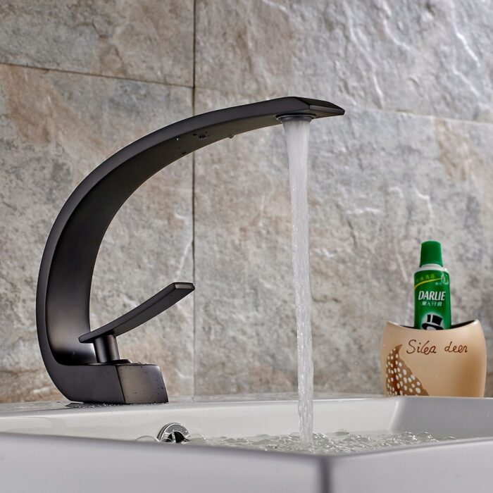 Matte Black Single Hole Arch Bathroom Sink Vessel Faucet