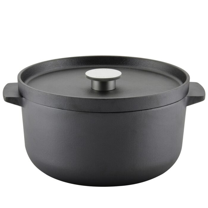 KitchenAid Seasoned Cast Iron Induction Dutch Oven Casserole, 6-Quart, Cast Iron Black