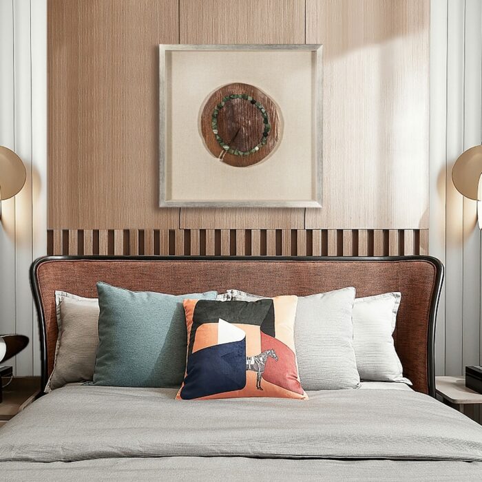 HUJI Jade Stone on Wood shadow Box Wall Décor