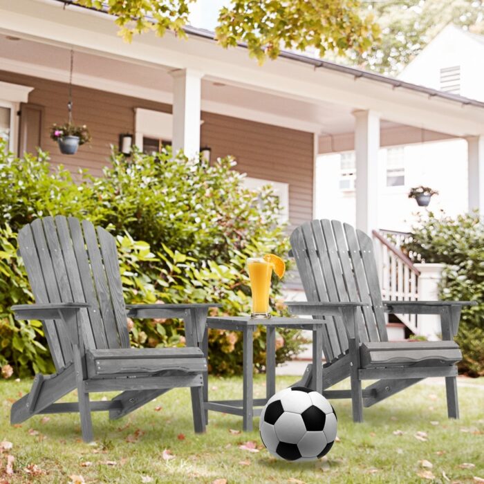 Wooden Outdoor Folding Adirondack Chair Set of 2 - Image 2