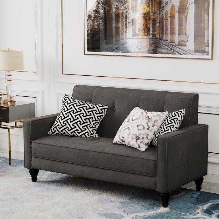 Love Seat Mini Couch Small Settee Loveseat Bench for Living Room Small Spaces, Upholstered Small Loveseat Sofa Couches with - Image 2