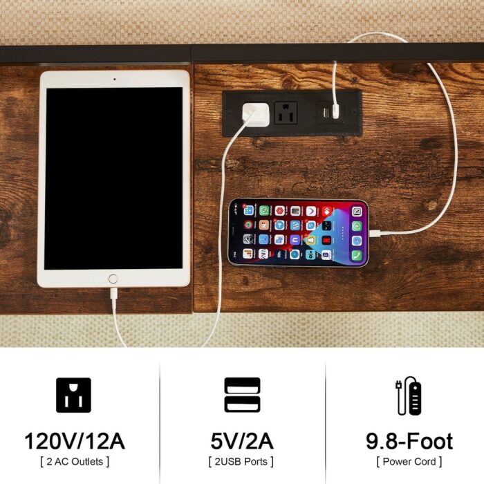 Console Table with 2 Outlet and 2 USB Ports,Entryway Table Narrow Charging Station Sofa Table - Image 2