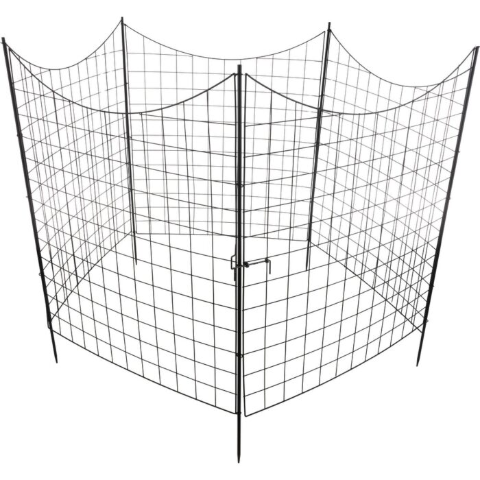 Garden Fence - 39-Inch-Tall No Dig Decorative Wire Fencing with 4 Fence Panels and 1 Locking Gate by Pure Garden (Black) - Image 2