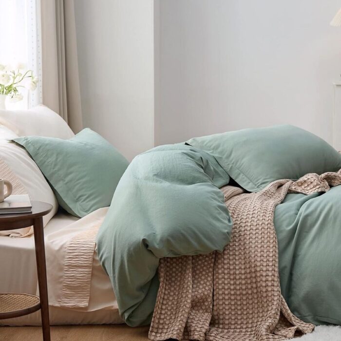 3pc Cal King Duvet Cover Set Soft Sage Green - Image 2