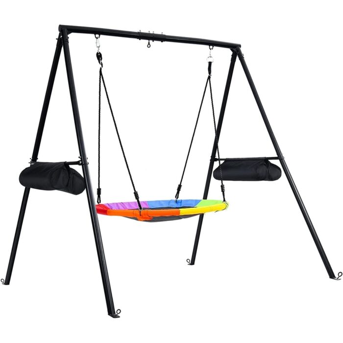 440lbs Swing Set with 40 Inch Saucer Tree Swing, Swivel, Sandbag