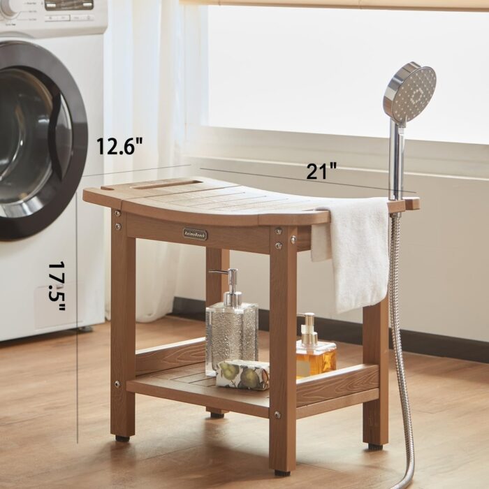 Poly Shower Stool for Inside Shower Waterproof, Shower Bench for Shaving Legs, Heavy Duty Plastic Bathroom Shower Chair - Image 2