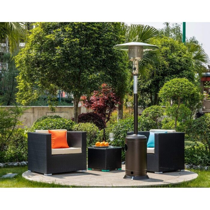Patio Standing Stainless Steel Propane Heater with Portable Wheels