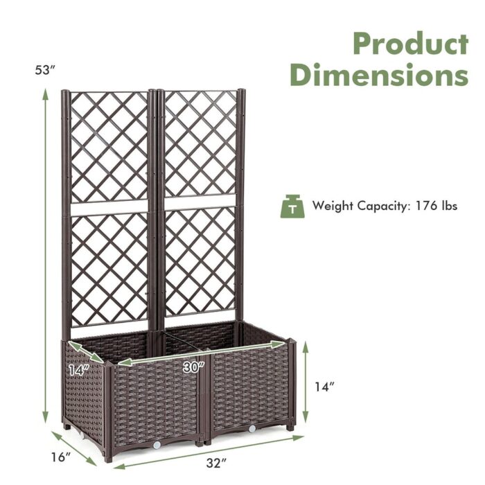Gymax Raised Garden Bed w/Trellis Planter Box for Climbing Plants 32'' - Image 2