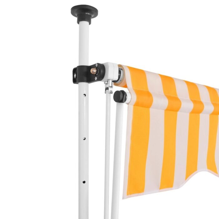 vidaXL Manual Retractable Awning 59" Orange and White Stripes - Image 2