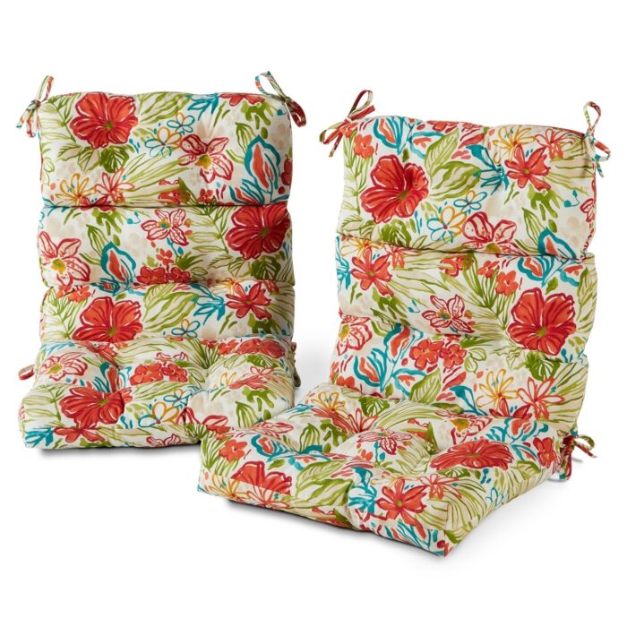 Breeze Floral 22-inch x 44-inch Outdoor High Back Chair Cushion (Set of 2) (Cushions Only) - Image 2