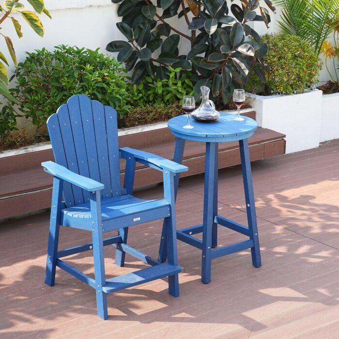 Clihome HIPS Durable Patio Balcony Adirondack Armchair Bar Stools