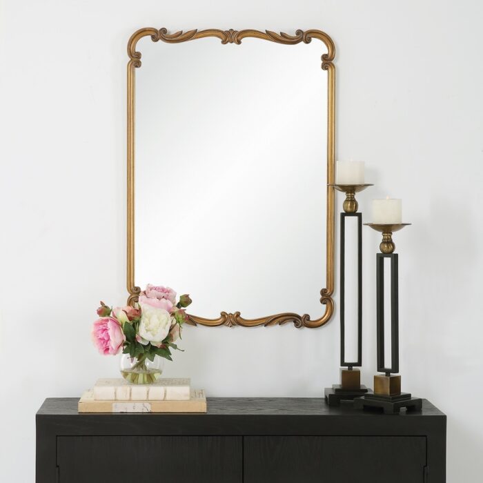 Porch & Den Antique Gold Decorative Victorian Wall Mirror - Image 2