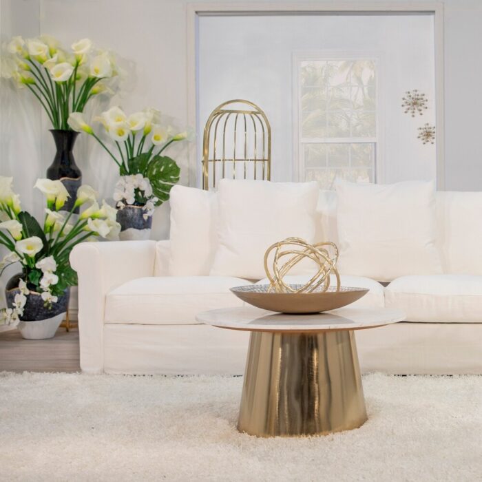 Set of 2 Metal 18, 21" Round Plates, Ivory, champagne 4.0"H - 21.0" x 21.0" x 4.0" - Image 2