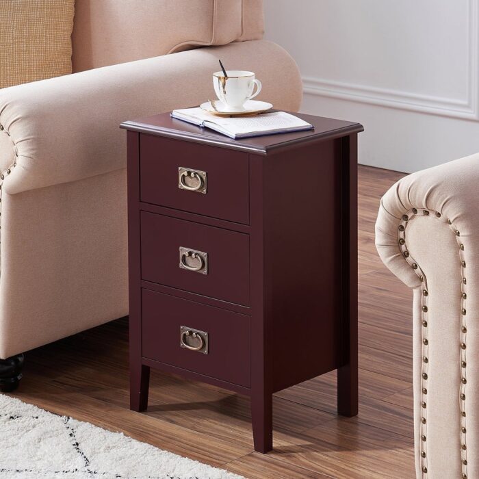 VECELO Three Drawers Nightstands Set of 2, Side End Table with 3 Drawers for Bedroom, Living Room Sofa Bedside - Image 2