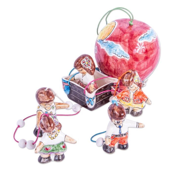 Novica Handmade Balloon Ride Ceramic Windchime - Image 2