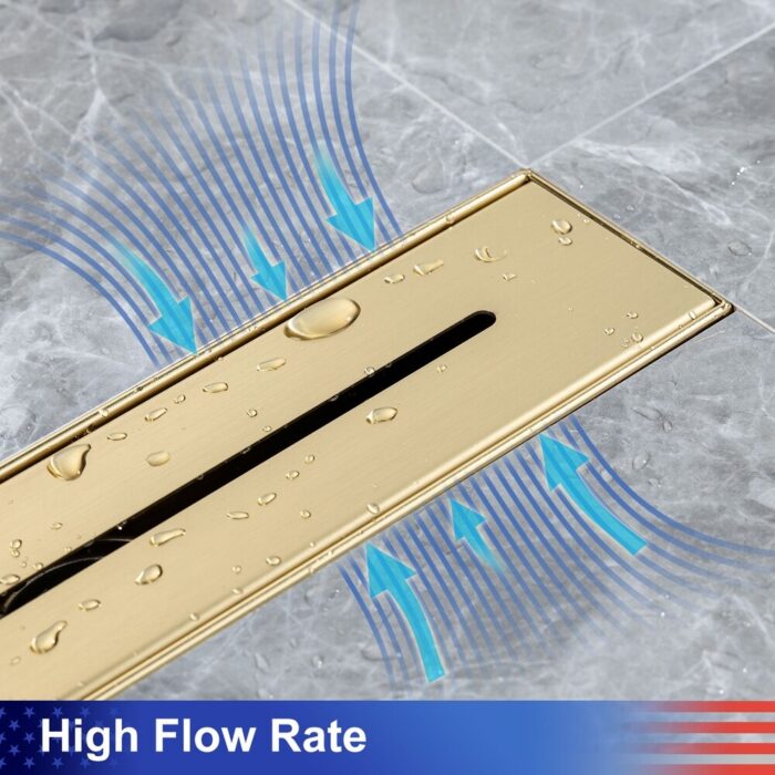 12'' W Linear Grid Drain, Brushed Gold - Image 2