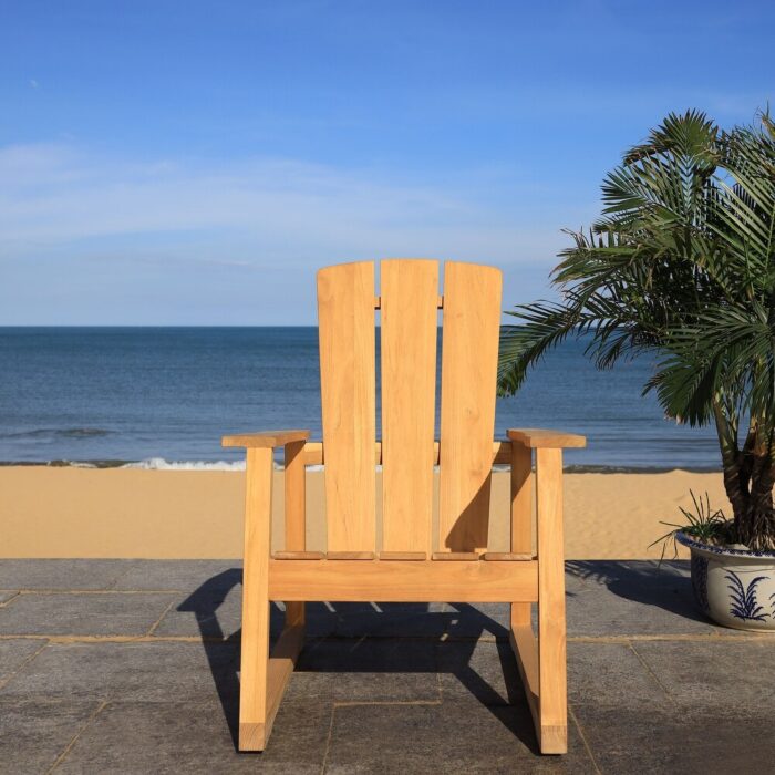 SAFAVIEH Couture San Juan Brazilian Teak Adirondack Chair - 28.8" W x 37.6" D x 39.6" H - Image 2