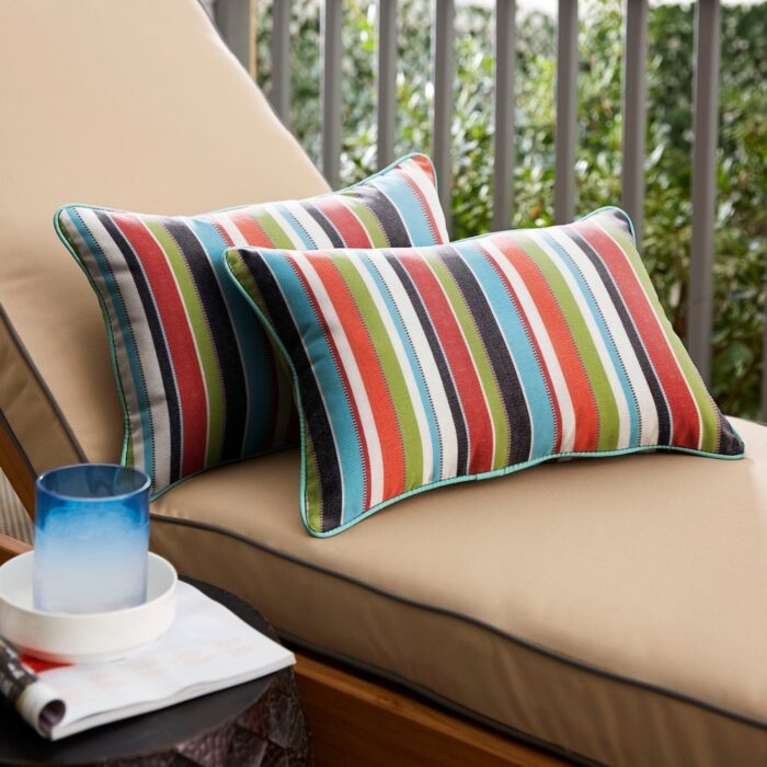 Sunbrella Carousel Confetti/ Canvas Aruba Indoor/ Outdoor Pillows Set
