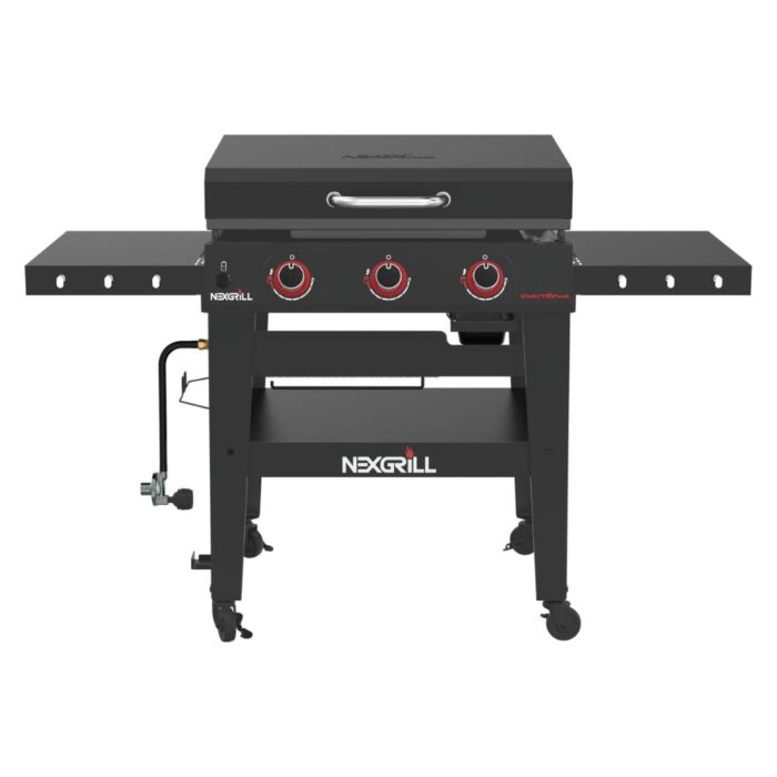 Nexgrill Daytona 3-Burner Propane Gas Griddle with Side Tables - Black