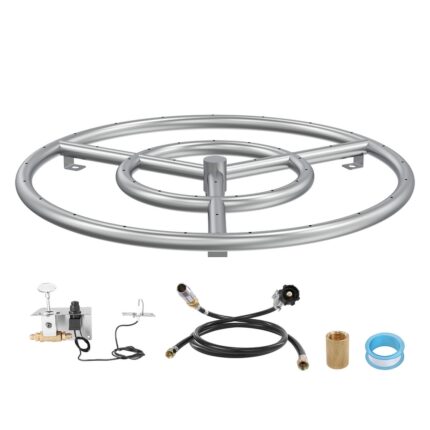 VEVOR 12 & 18 inch Round Fire Pit Pan Stainless Steel 92,000 & 150,000 BTU for Indoor Outdoor Use - Image 2