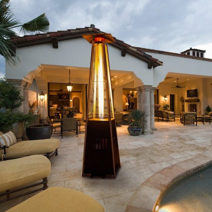Pamapic 42,000 BTU Outdoor Pyramid Flame Patio Heater with Cover, Wheels - Image 2
