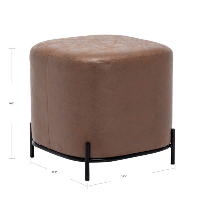 WOVENBYRD 17" Modern Square Ottoman with metal base
