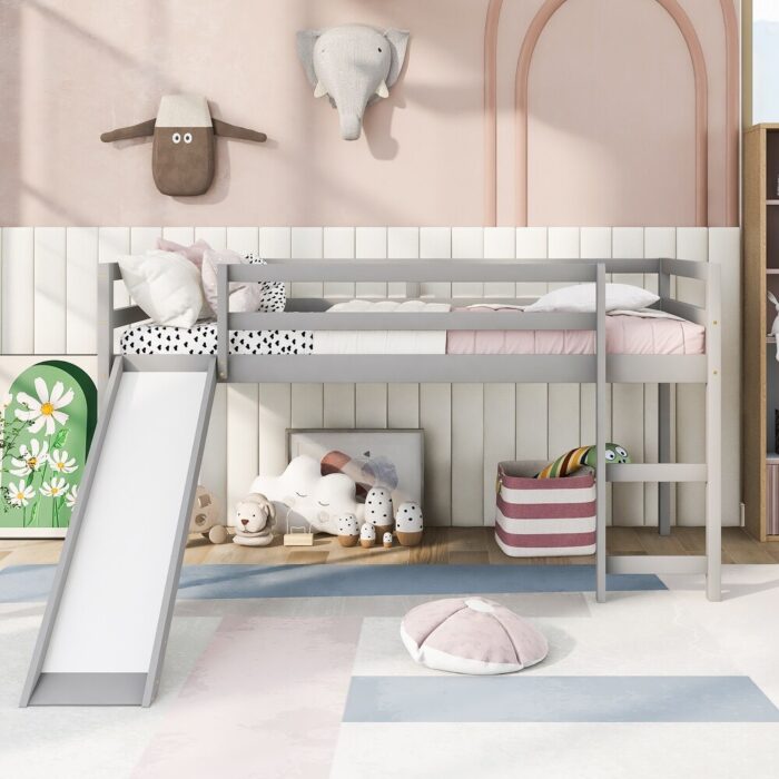 Loft Bed with Slide, Multifunctional Design, Twin - Image 2