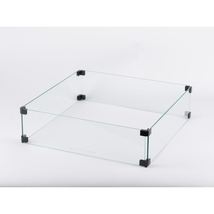 EV Fires 23" Square Fire Pit Clear Tempered Glass Flame Guard in Black - 6"H x 22.5"W x 22.5"D