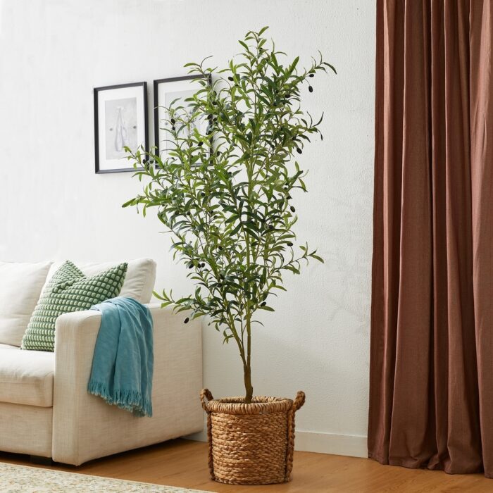 Glitzhome 70"H Faux Olive Artificial Tree With Black Pot - 23.5"D x 70"H