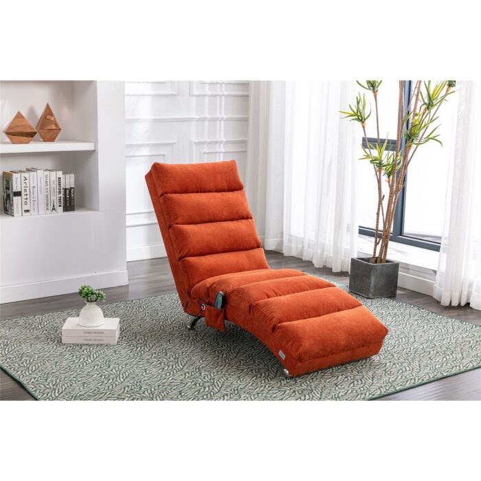 Modern Massage Linen Chaise Lounge Indoor Chair Long Lounger, Orange