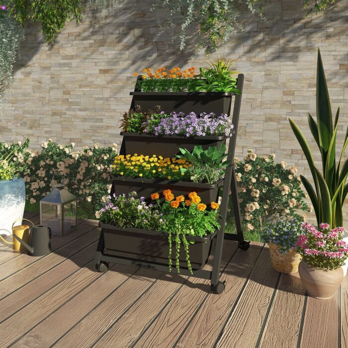 FLEXIMOUNTS 4Ft Vertical Raised Garden Bed 4-Tier Freestanding Elevated Garden Planters Grow Flowers - Image 2