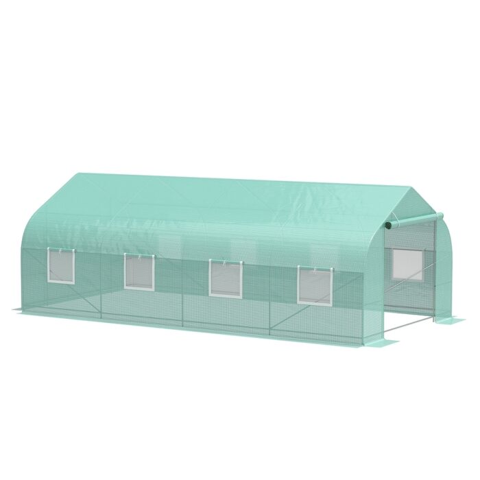 Outsunny 20' x 10' x 7' Tunnel Greenhouse Large Walk-In Warm House Deluxe High GardenHot House with 8 Roll Up Windows - Image 2