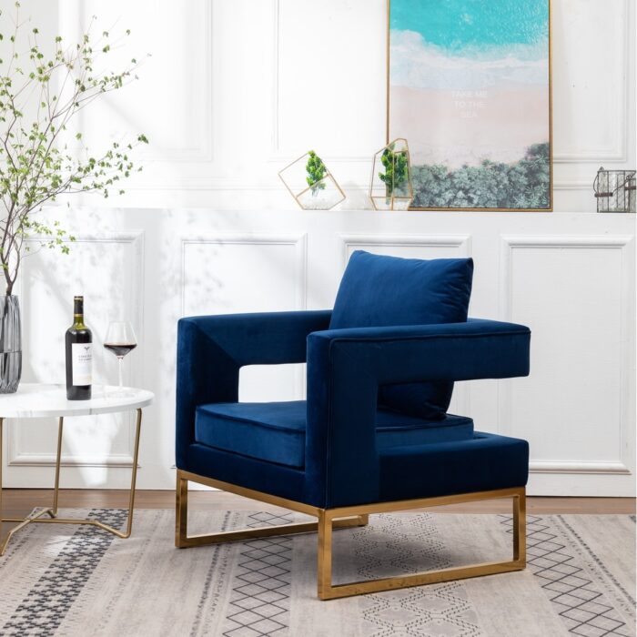 Roundhill Furniture Lenola Contemporary Upholstered Accent Armchair - Image 2