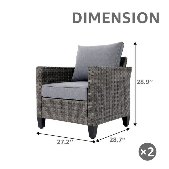 Patio 2 Pieces Wicker Single Chairs with Cushions - Image 2
