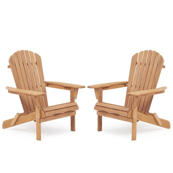 Wooden Outdoor Folding Adirondack Chair Set of 2 Wood Lounge Patio Chair for Garden,Garden,Lawn,Backyard,Deck,Pool Side,Fire Pit - Image 2