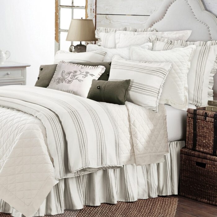 HiEnd Accents Prescott Stripe Ruffled Bed Skirt - Image 2