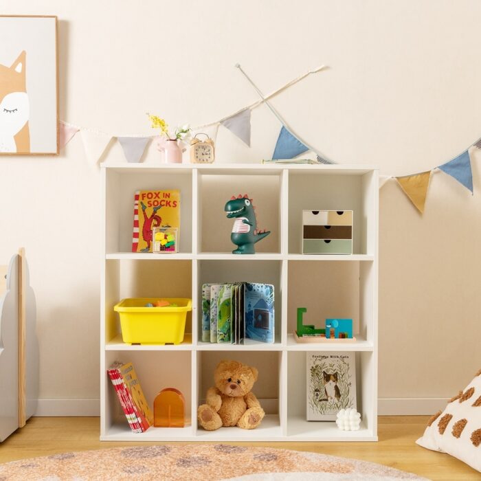 Costway 9-Cube Kids Toy Storage Organizer Wooden Children's Bookcase - See Details - Image 2